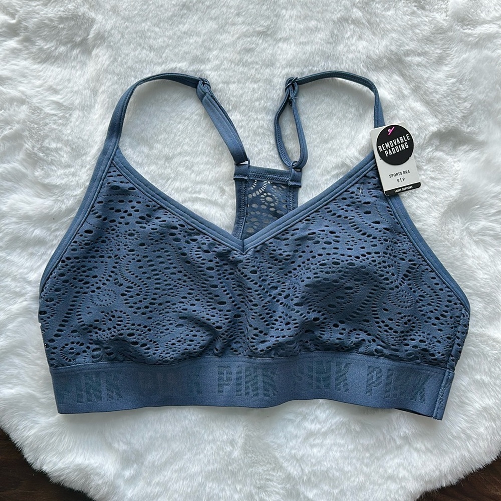 NWT VS PINK Light Support Sports Bra Cut Out size Small